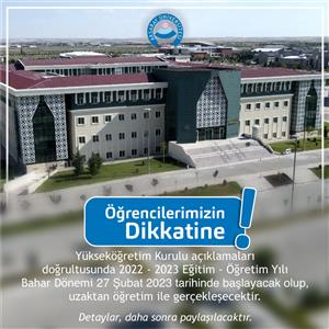 2022-2023 Eğitim-Öğretim Yılı Bahar Dönemi Hakkında Duyuru