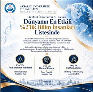 Tıp Fakültemizin Üç Akademisyeni Dünyanın En Etkili 2’lik Bilim İnsanları Listesinde