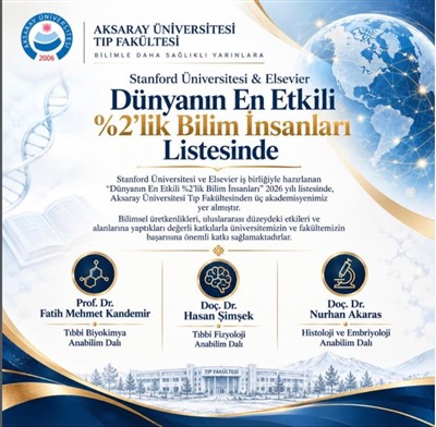 Tıp Fakültemizin Üç Akademisyeni Dünyanın En Etkili 2’lik Bilim İnsanları Listesinde